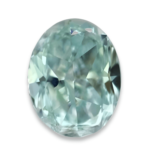Blue green oval diamond