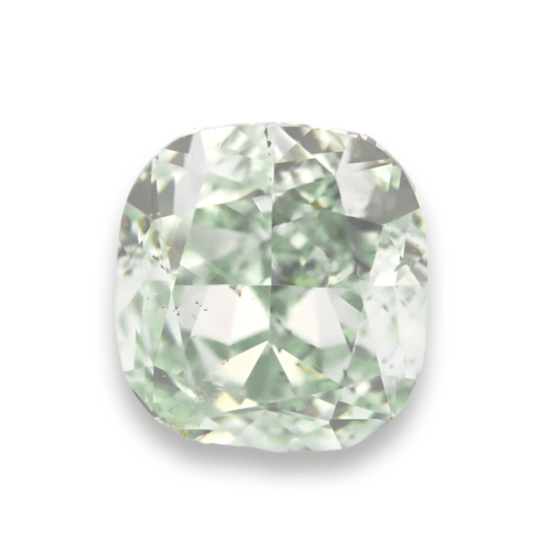 Fancy light green diamond cushion