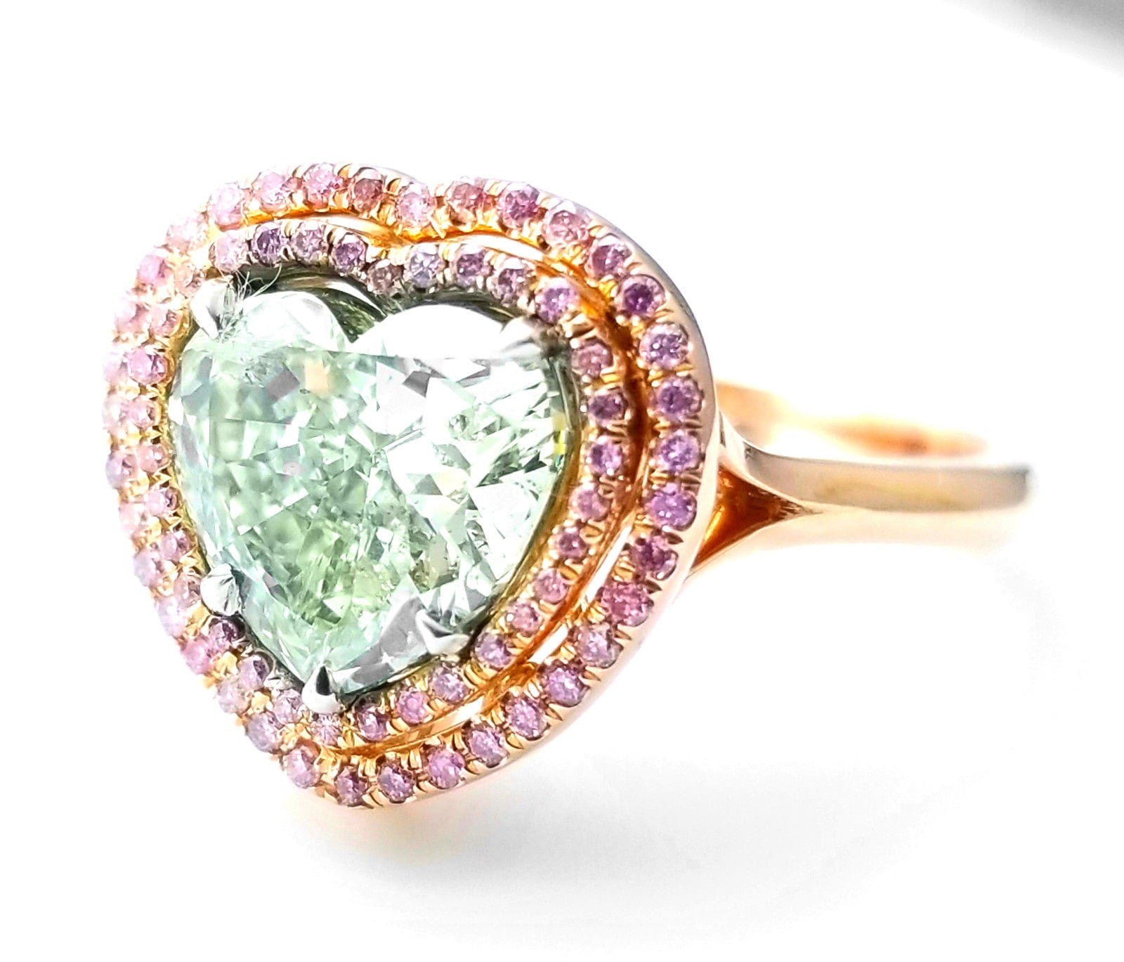 3.03ct Natural Fancy Green And Intense Pink Diamonds Engagement Ring GIA 2 iN 1 - Image 7