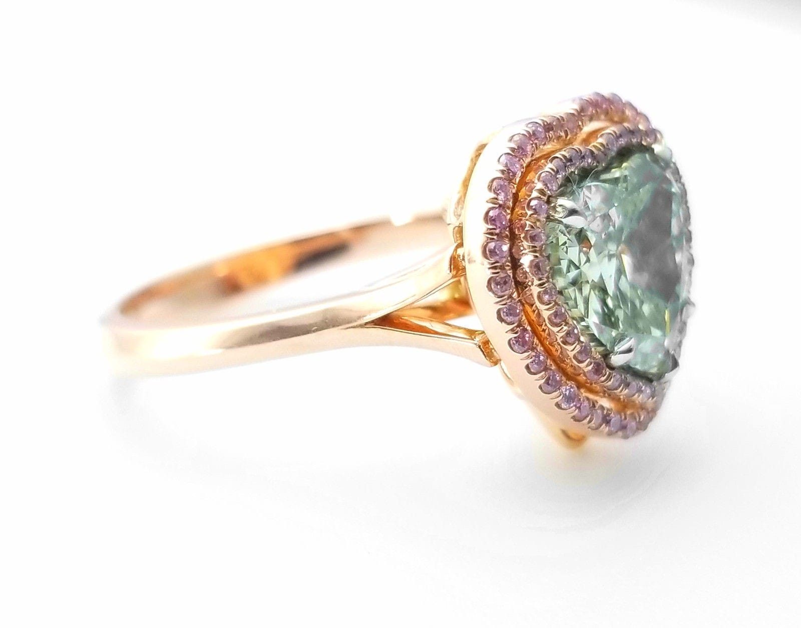 3.03ct Natural Fancy Green And Intense Pink Diamonds Engagement Ring GIA 2 iN 1 - Image 4