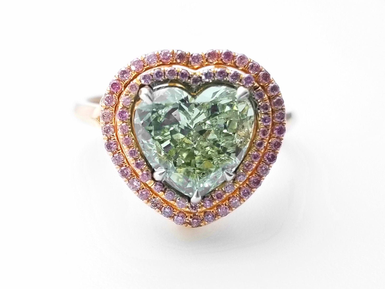 3.03ct Natural Fancy Green And Intense Pink Diamonds Engagement Ring GIA 2 iN 1 - Image 3