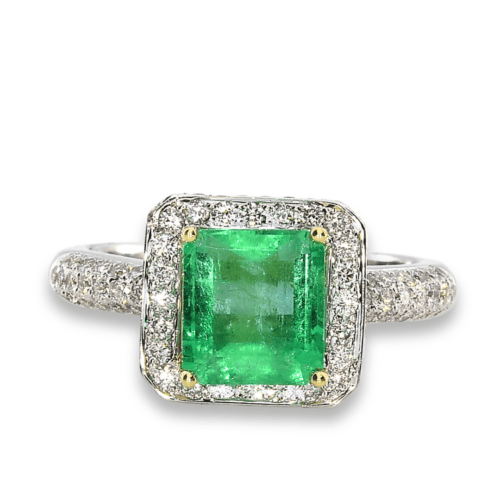 Real-284ct-Natural-Green-Emerald-Engagement-Ring-Emerald-Cut-18K-Gold-G-VS2