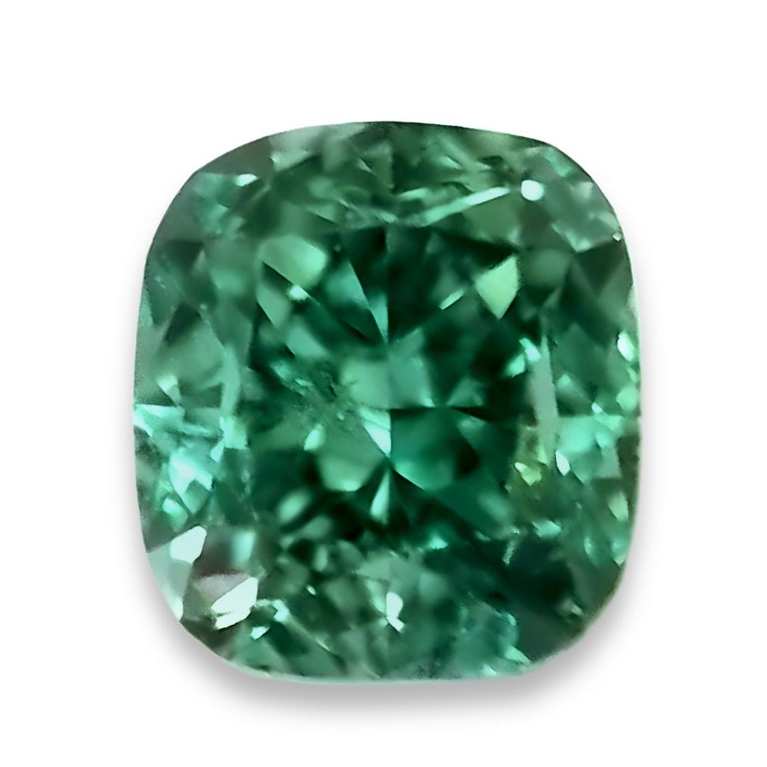 fancy deep blue green diamond cushion
