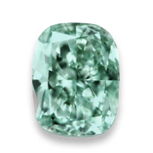0.55ct fancy blue green cushion diamond