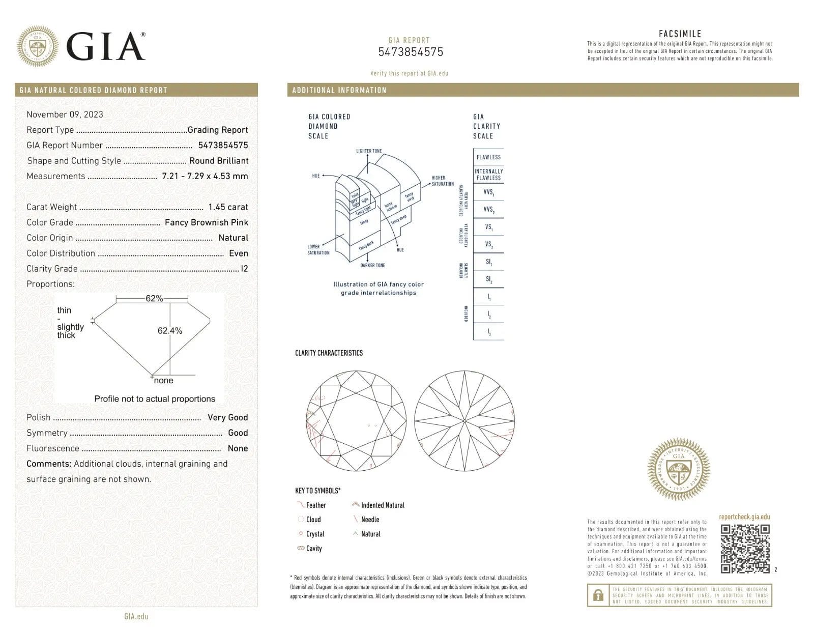 Pink Diamond - 1.45ct Natural Loose Fancy Brownish Pink Color GIA Round - Image 4